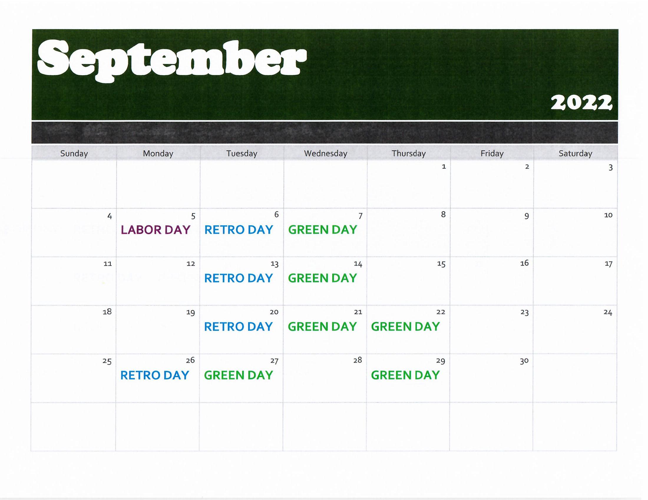 September golf calendar