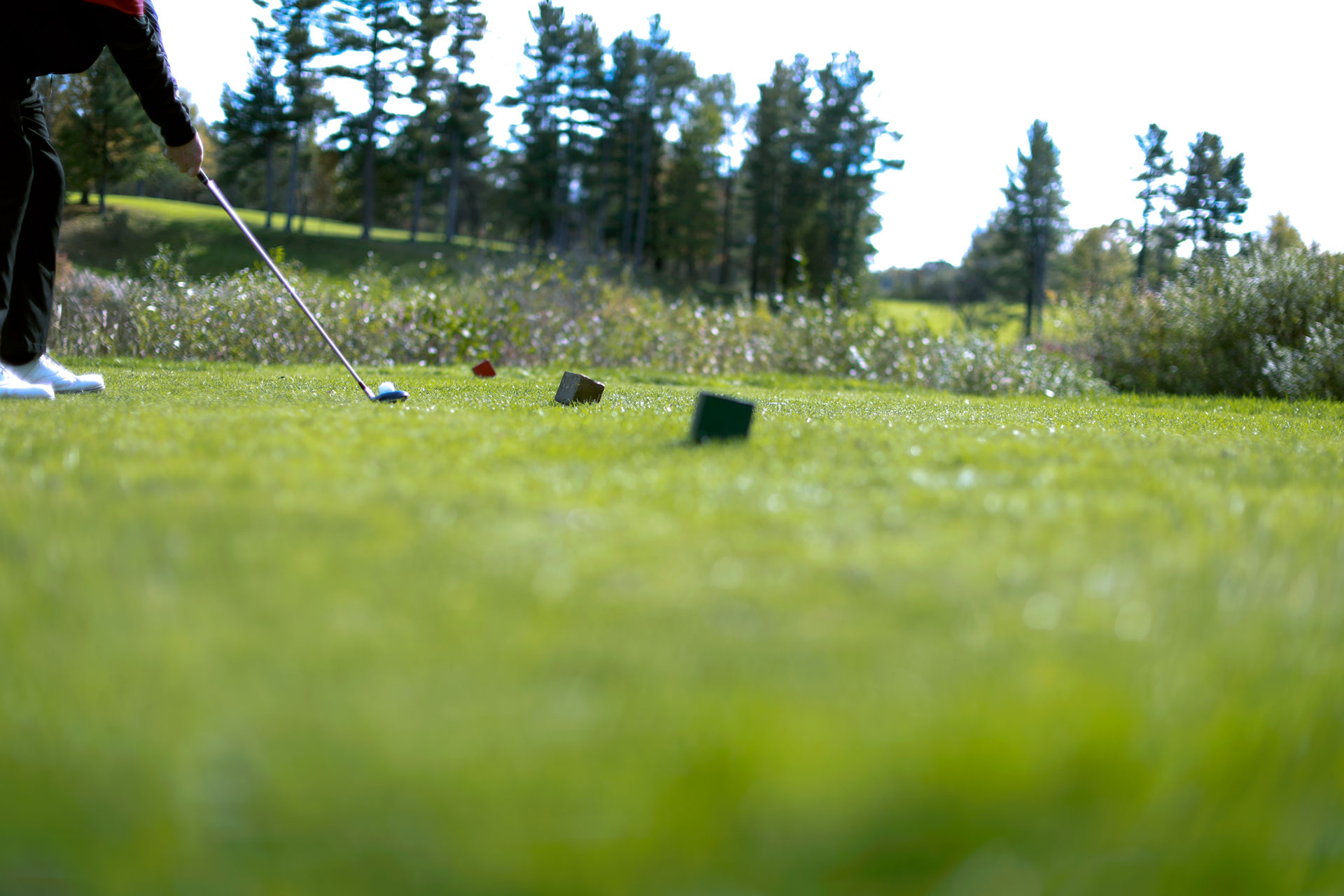 Golf player on grass