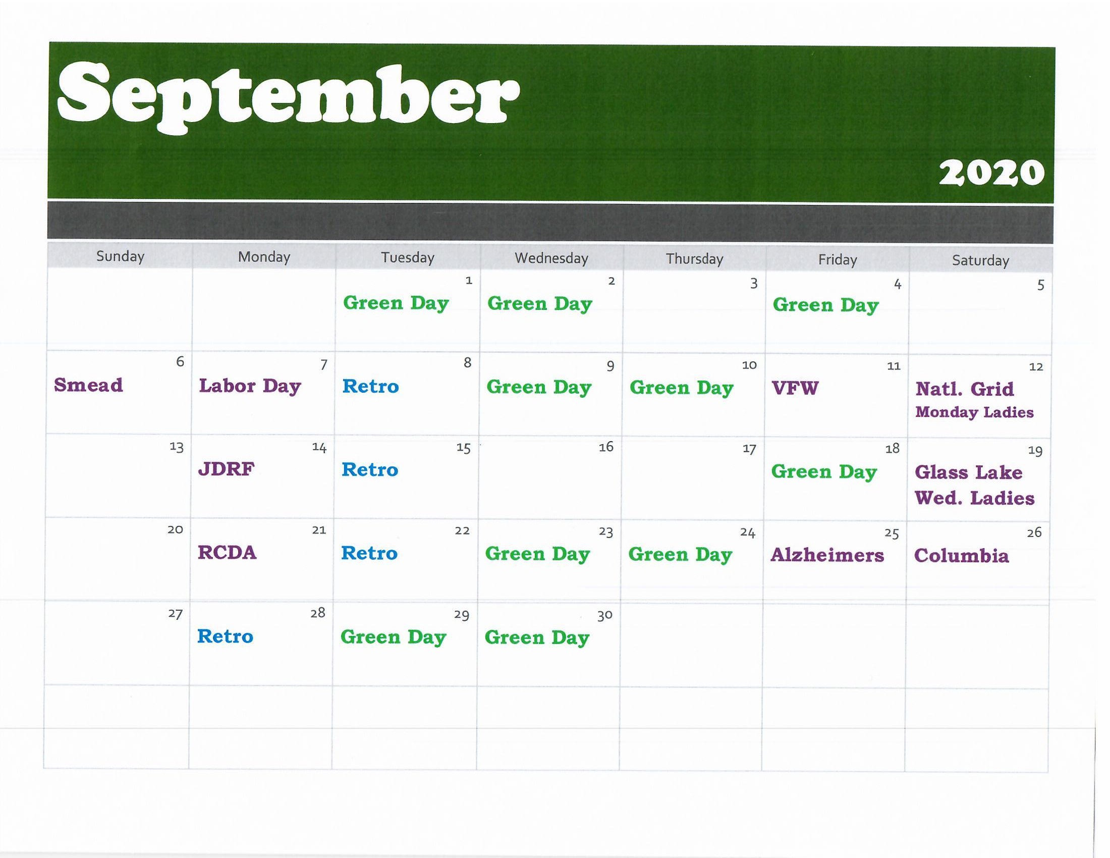 September golf calendar